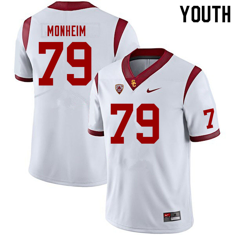 Youth #79 Jonah Monheim USC Trojans College Football Jerseys Sale-White
